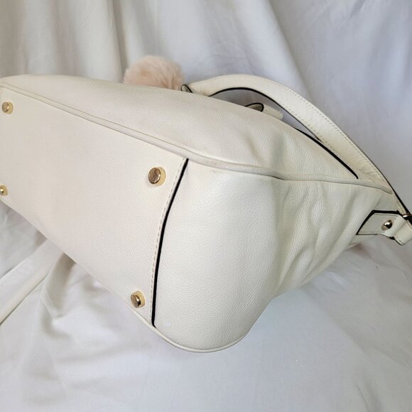 Kate Spade NY Cream Ivory Leather Shoulder Handbag, + Scarf/ Pompom, Non Smoking - Picture 11 of 14